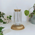 Double-Walled Iced Tea Glass (360ml) with Bamboo Lid & Straw