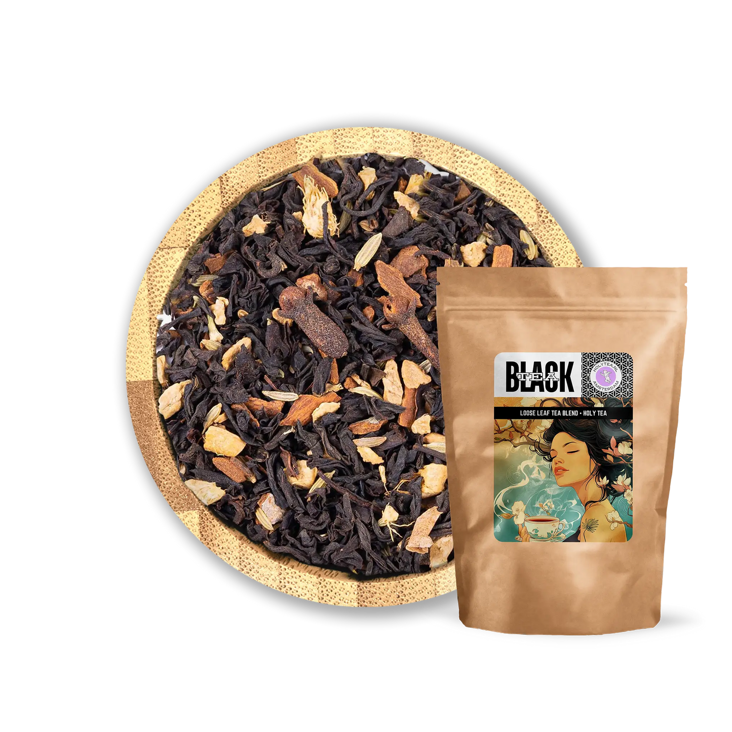 Chai Reverie Black Tea Blend by Holy Tea, a spiced Assam tea with cinnamon, ginger, and cardamom. - 100G