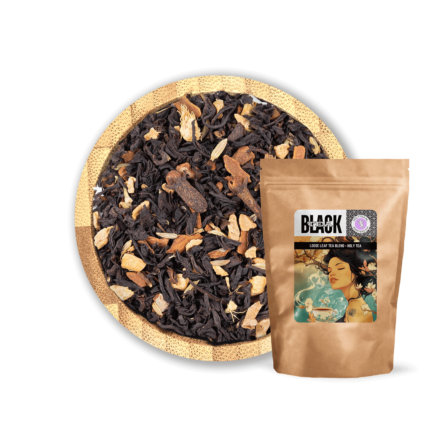 Chai Reverie Black Tea Blend by Holy Tea, a spiced Assam tea with cinnamon, ginger, and cardamom. - 100G