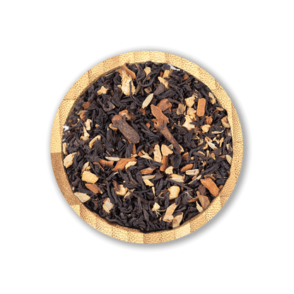 Chai Reverie Black Tea Blend by Holy Tea, a spiced Assam tea with cinnamon, ginger, and cardamom.