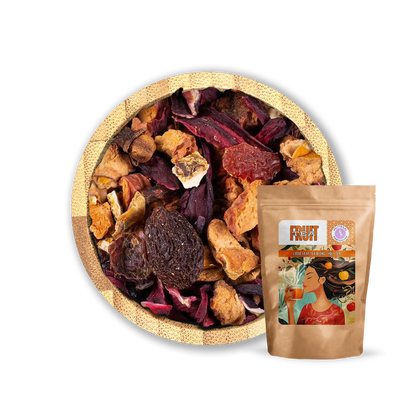 Christmas Cheer Tea Blend by Holy Tea, a festive organic blend of apple, hibiscus, cinnamon, and holiday spices. - 50G