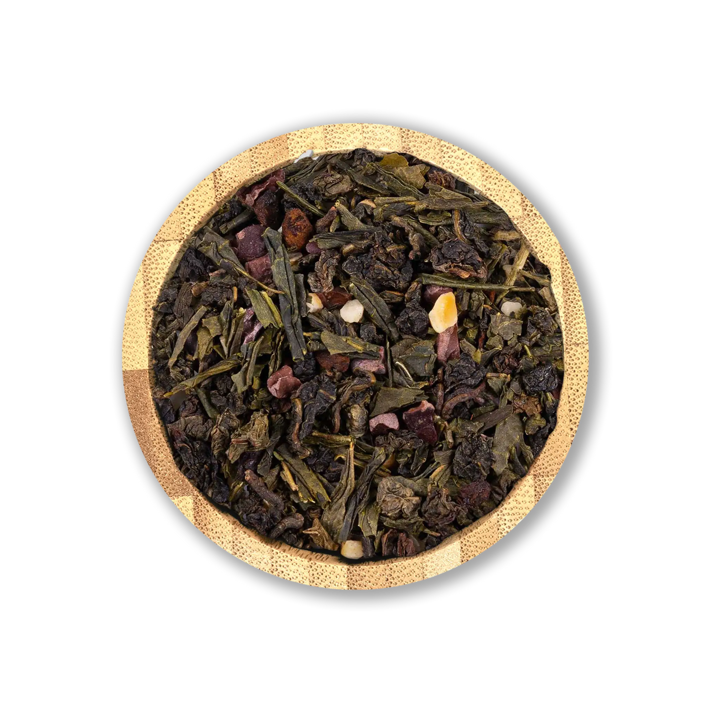 Sweet Sensation Tea Blend by Holy Tea, a decadent mix of Oolong, Green Tea, hazelnut, and cacao with marzipan and brownie flavors.