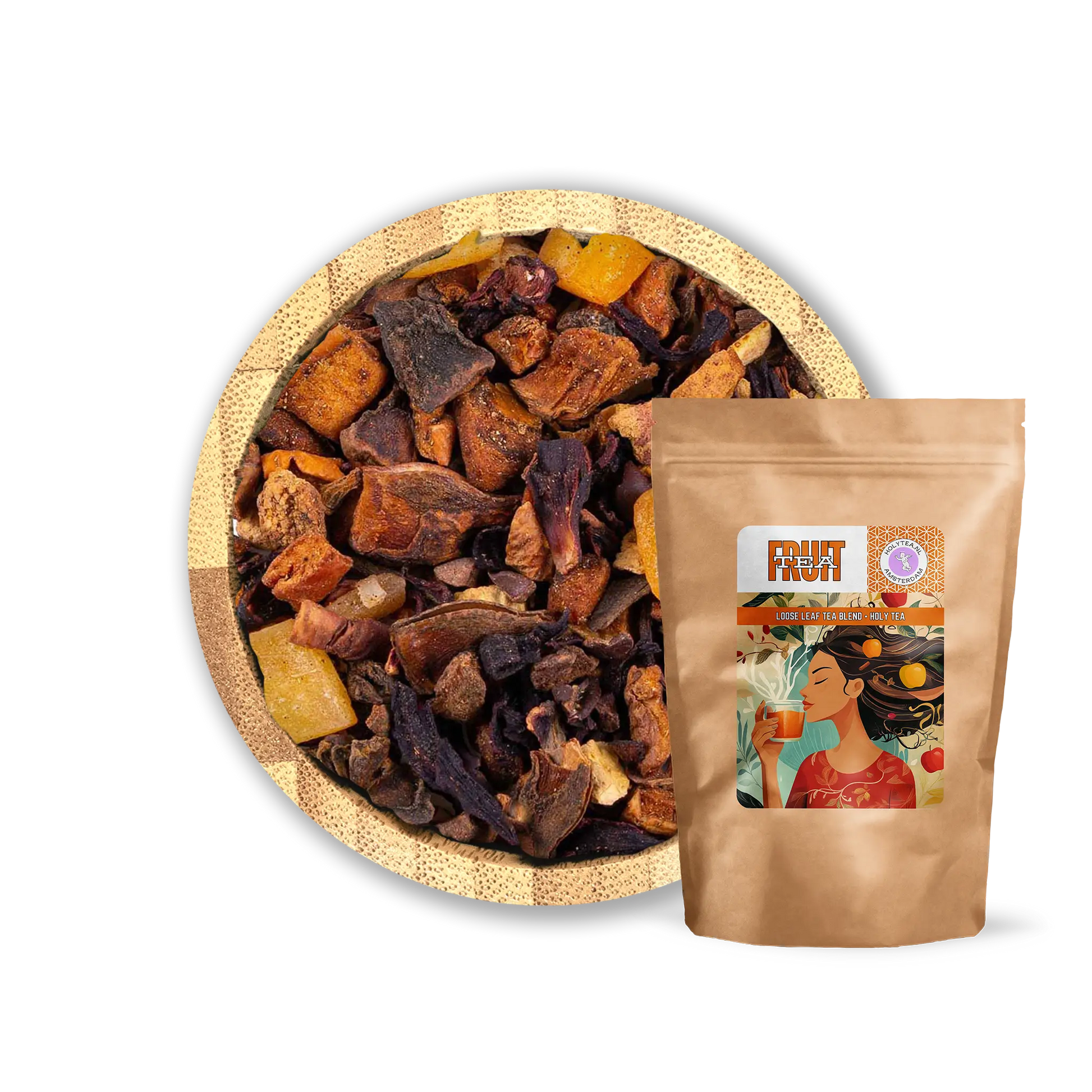 Gingerbread Delight Tea Blend by Holy Tea, a festive mix of apple, cinnamon, orange, and holiday spices.- 100G