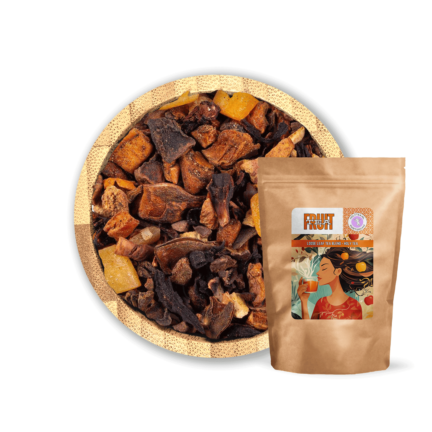 Gingerbread Delight Tea Blend by Holy Tea, a festive mix of apple, cinnamon, orange, and holiday spices. - 100G