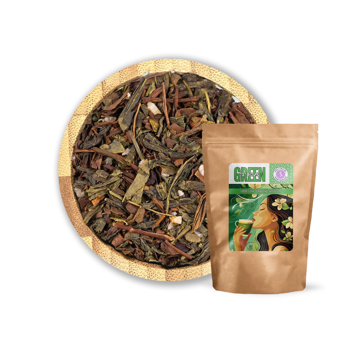 Roasted Nut Tea Blend by Holy Tea, a nutty mix of Green Tea, hazelnut, walnut, and coconut with cinnamon and ginger. - 100G