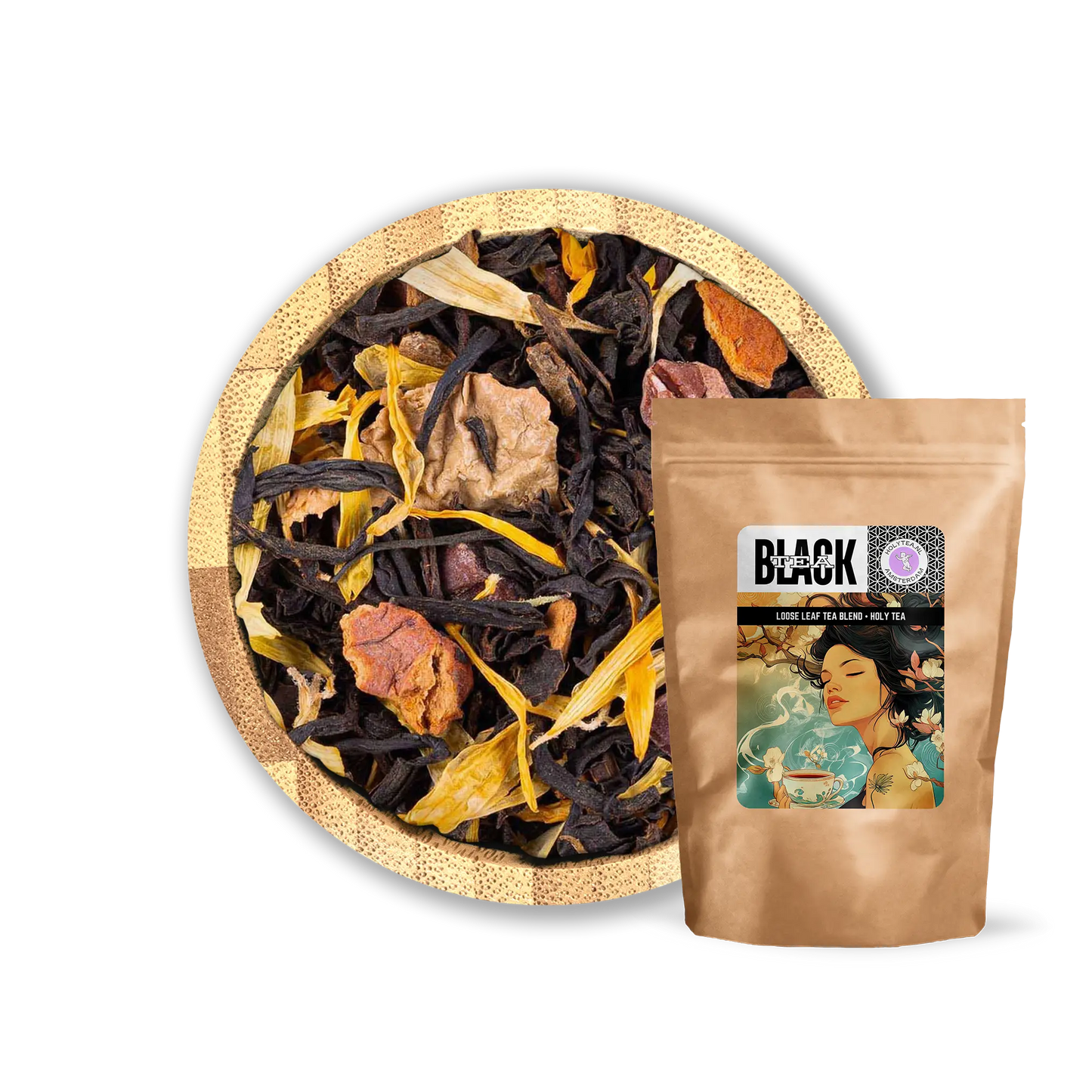 Cinnamon Biscotti Tea by Holy Tea, a rich black tea blend with cinnamon, vanilla, and Spekulatius spices. - 100G