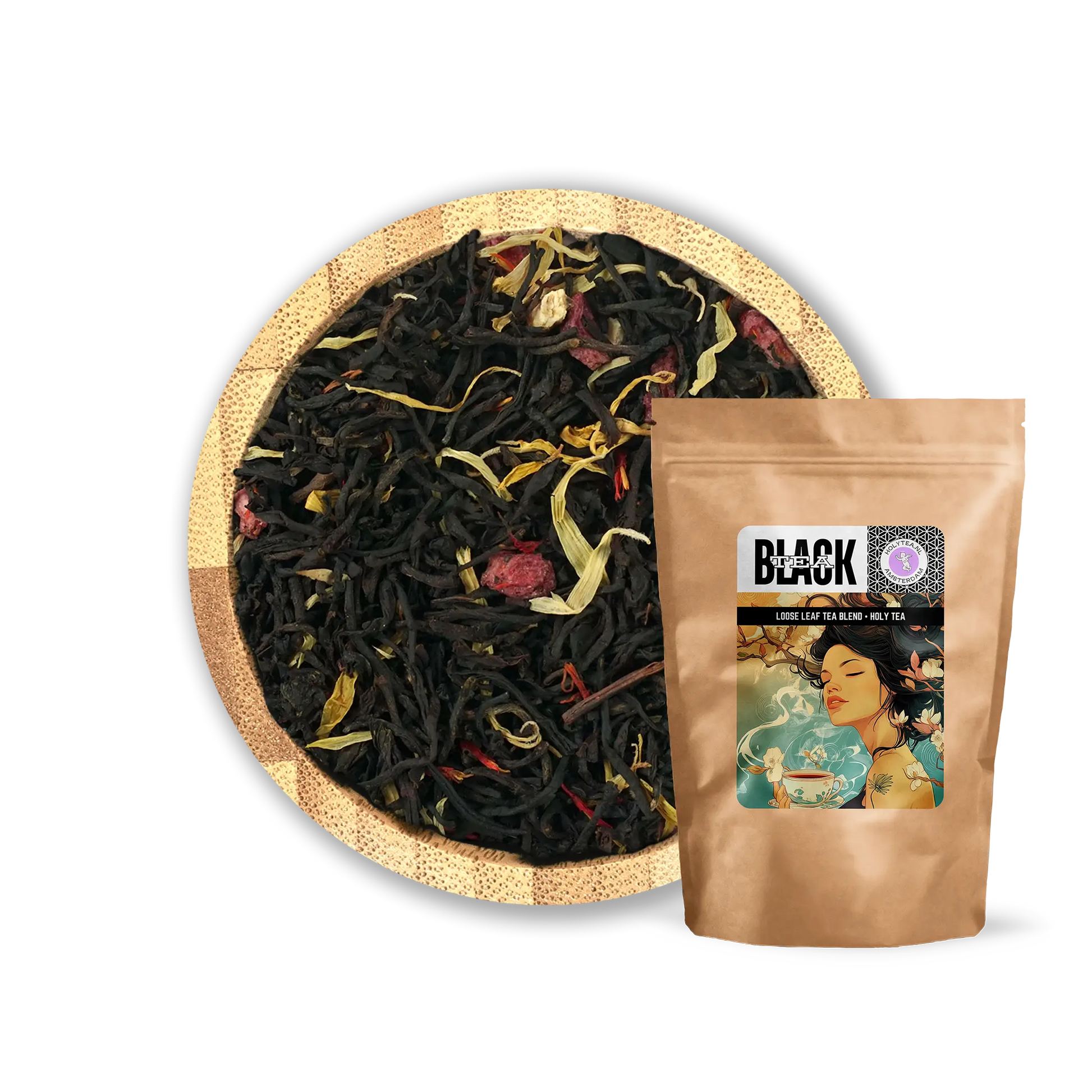 Caribbean Berry Tea by Holy Tea, a tropical black tea blend with cranberry, pomegranate, and rum flavor. - 100G