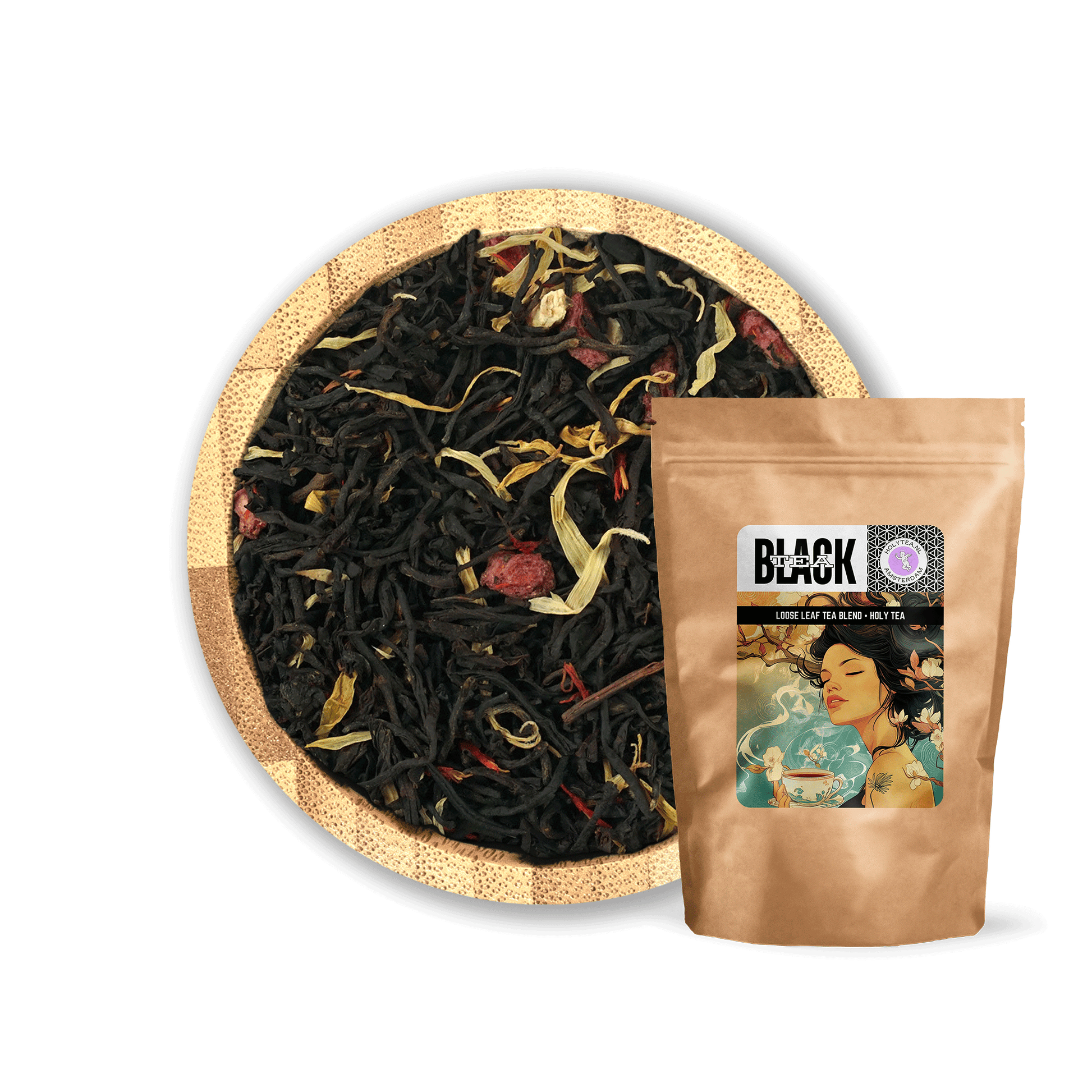 Caribbean Berry Tea by Holy Tea, a tropical black tea blend with cranberry, pomegranate, and rum flavor. - 100G