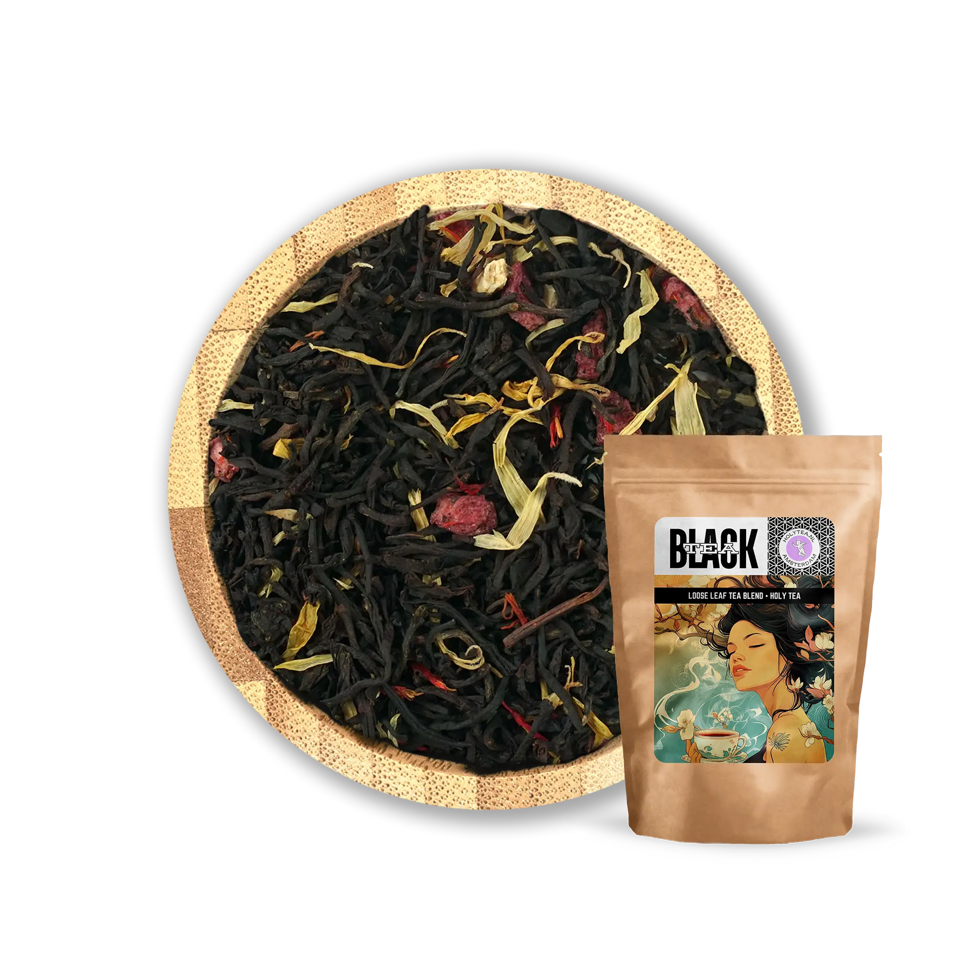 Caribbean Berry Tea by Holy Tea, a tropical black tea blend with cranberry, pomegranate, and rum flavor. - 50G