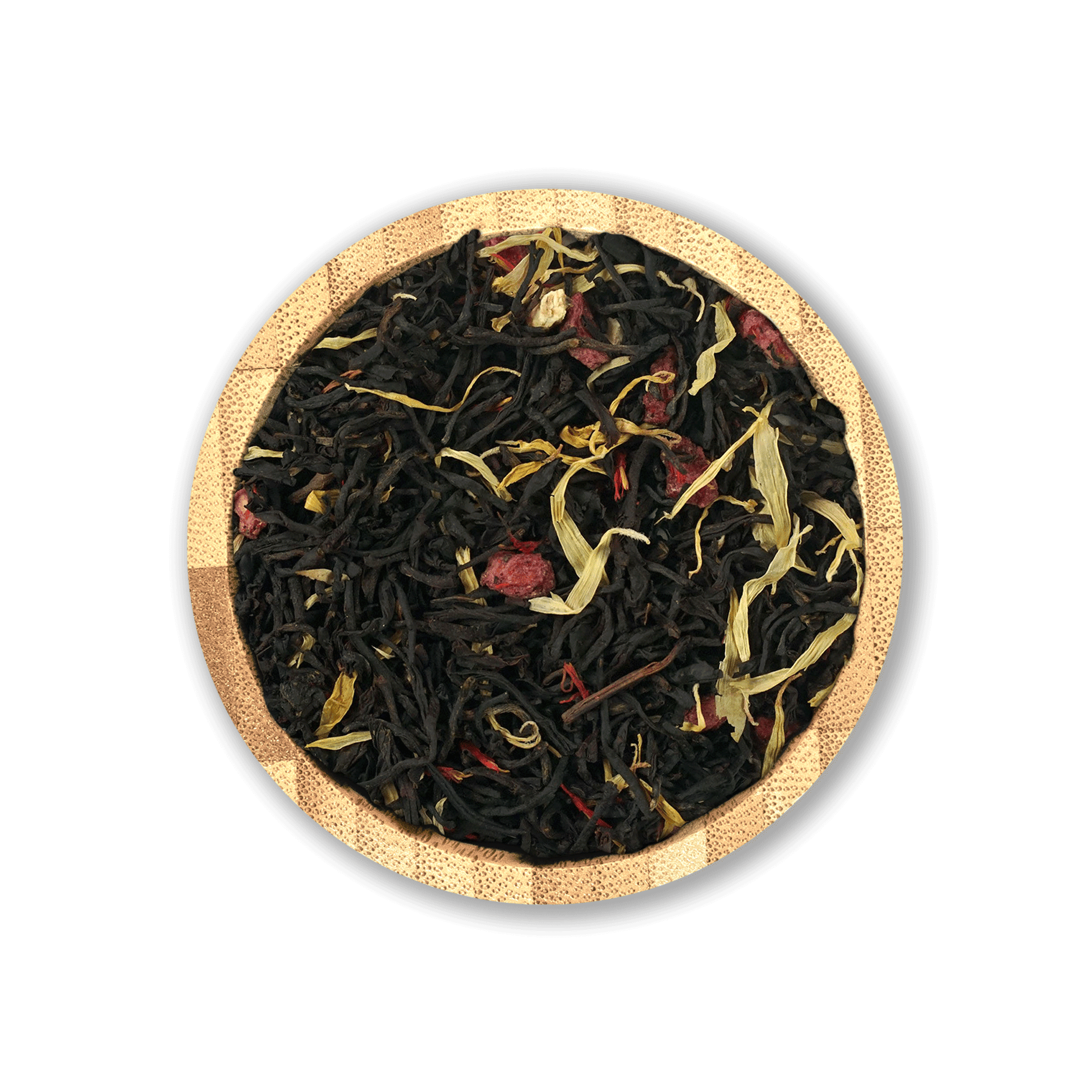 Caribbean Berry Tea by Holy Tea, a tropical black tea blend with cranberry, pomegranate, and rum flavor.