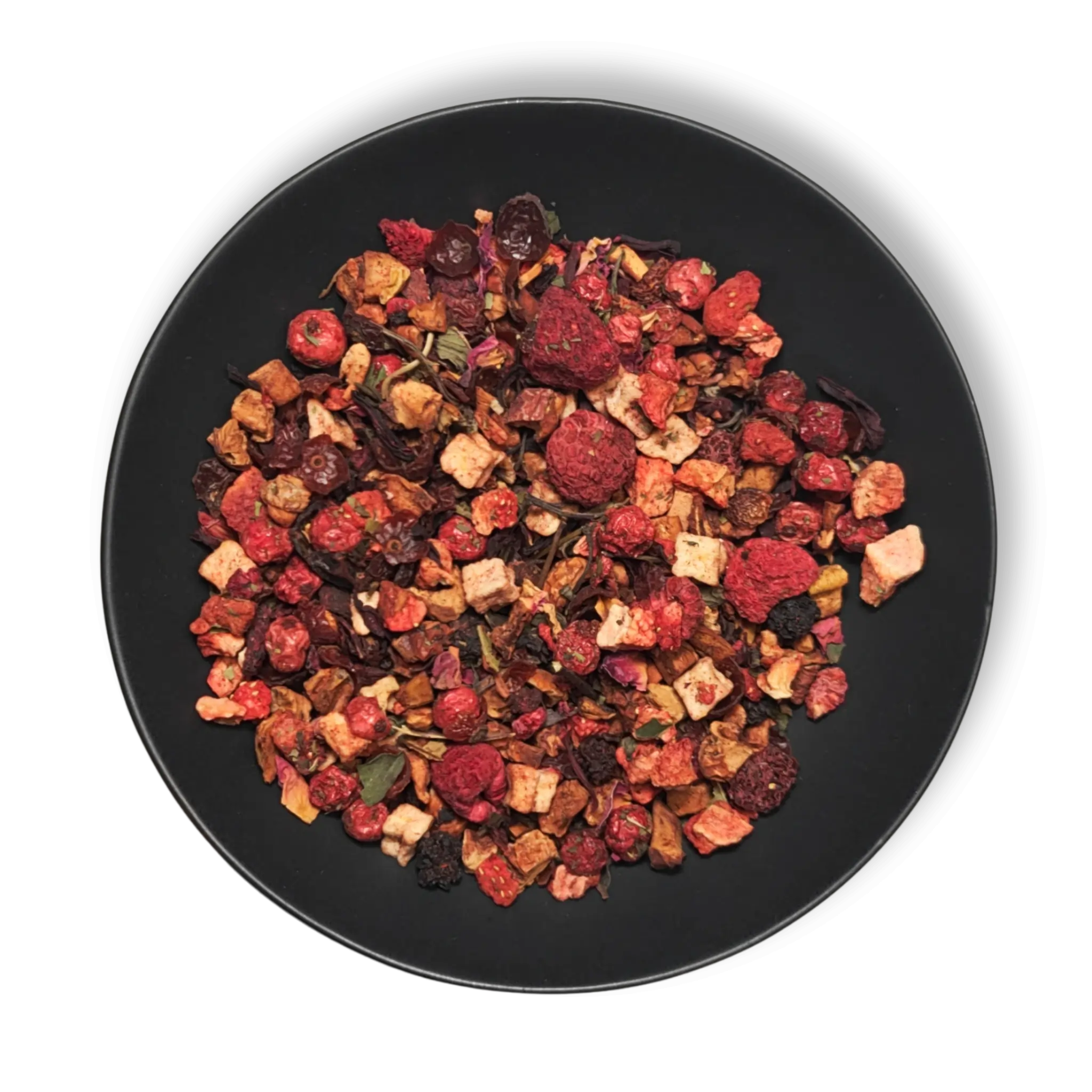 Vernal Muse loose leaf fruit tea blend by Holy Tea featuring berries, apple pieces, hibiscus and botanicals
