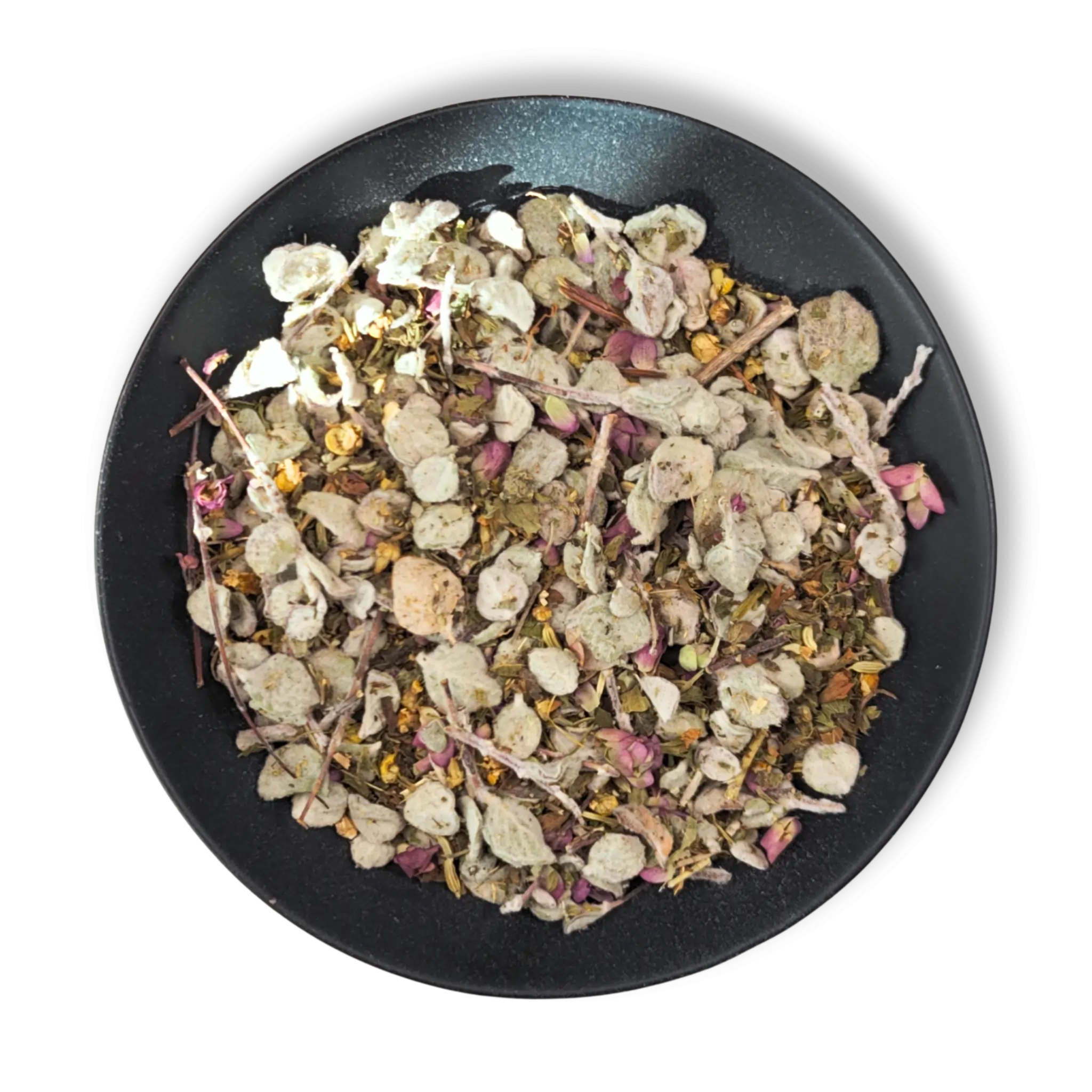 Aether of Crete organic herbal tea by Holy Tea Amsterdam – loose leaf blend with Cretan dittany, sage and citrus peel in kraft pouch with brewed infusion and dry leaves.