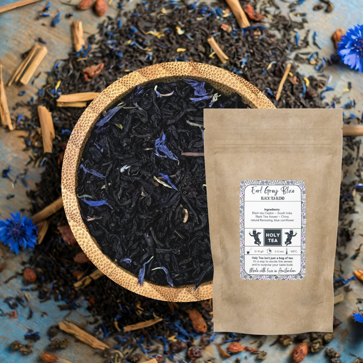 Black, Fruit & Herbal Tea Blend - Earl Grey Blue - Holy Tea Amsterdam - 100G
