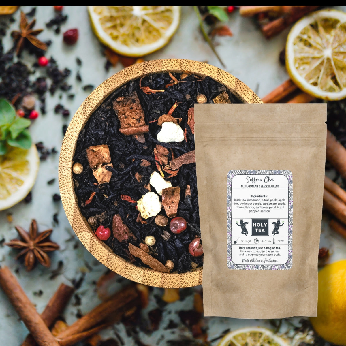 Mediterranean & Black Tea Blend - Saffron Chai - Holy Tea Amsterdam - 100G