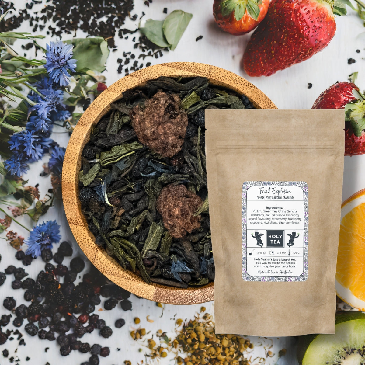 Pu-Erh, Fruit & Herbal Tea Blend - Fruit Explosion - Holy Tea Amsterdam - 100G