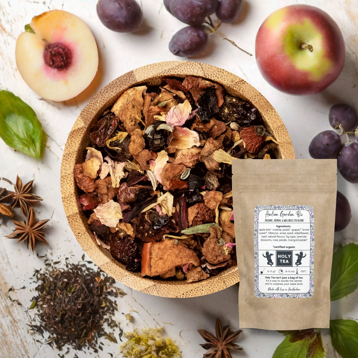 Organic, Herbal & Wellness Tea Blend - Aeolian Garden Bio - Holy Tea Amsterdam - 50G