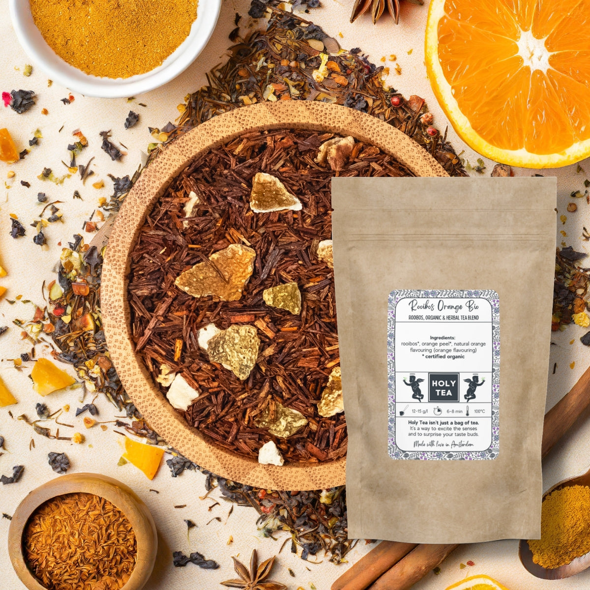 Rooibos, Organic & Herbal Tea Blend - Rooibos Orange Bio - Holy Tea Amsterdam - 100G