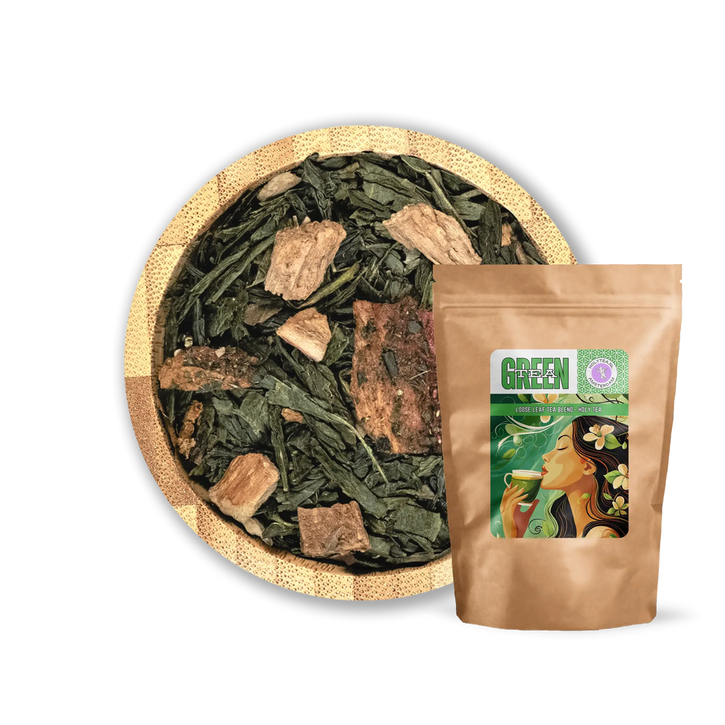 Aardbeienrabarber – Verfrissende groene thee met zoete aardbeien en zure rabarber